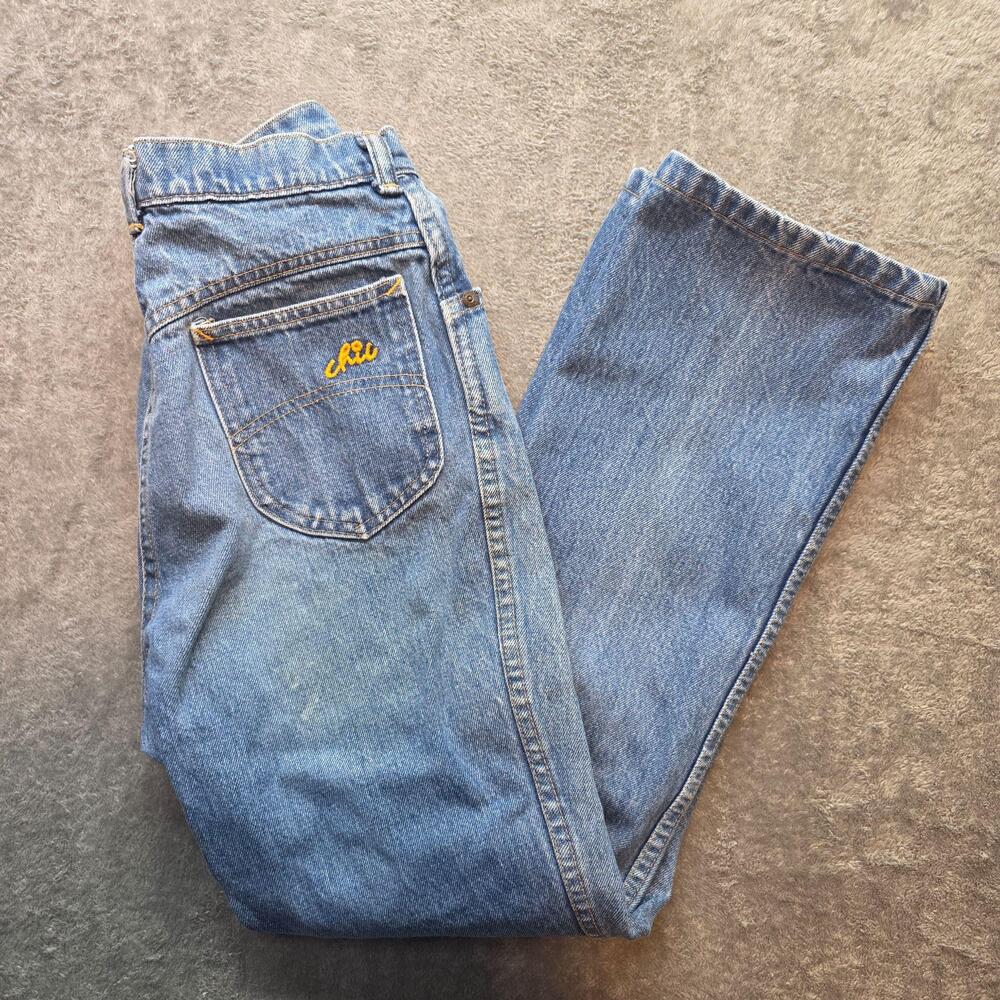 Vintage Hi.s Straight Jeans Juniors 0S Blue Medium Wash High Rise Denim